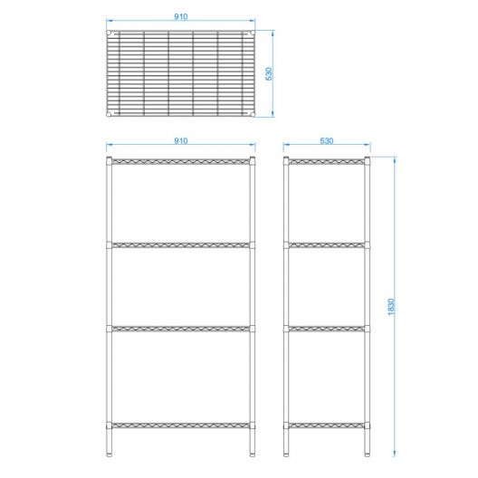 Classic 910mm Chrome Wire Racking